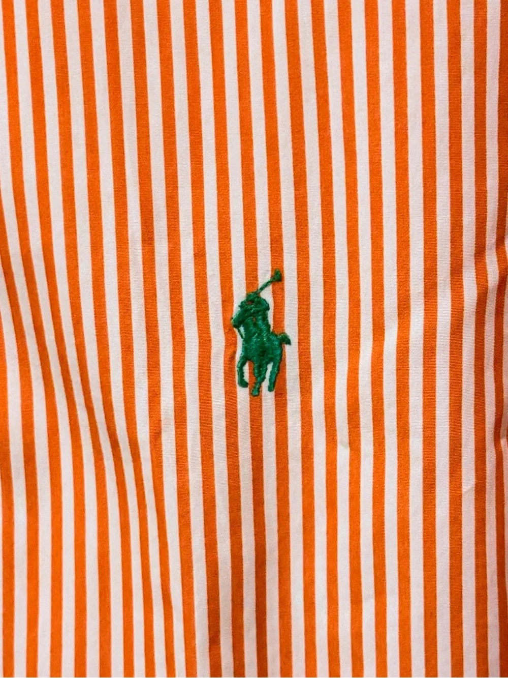 Ralph Lauren Orange and White Striped Button-Down Classic Fit Shirt Medium - Picture 5 of 9